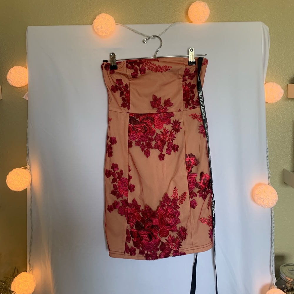 Pink lace bodycon dress